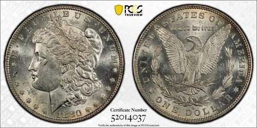 1880-O Morgan Silver Dollar $1 PCGS AU58 Gold Shield