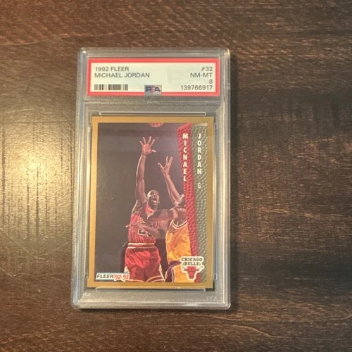 Fleer 1992 Fleer Michael Jordan #32 Chicago Bulls PSA 8 Graded Card