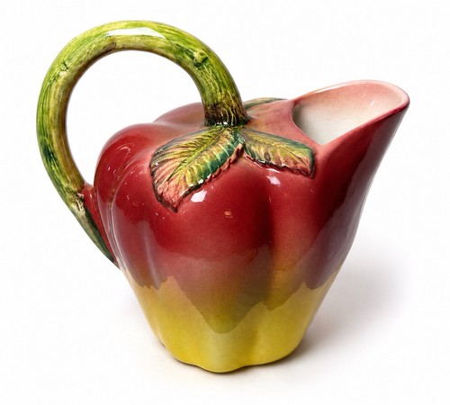 Vintage Apple Shaped Ceramic Creamer Pitcher Tre Mel Italy 9426/M Majolica