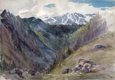 Trient Glacier Switzerland 1923 Watercolour Painting Lilian D. Darney