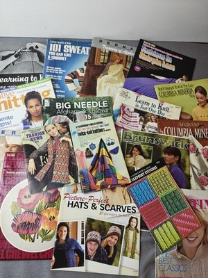 Vintage Knitting Crochet Pattern Books & Magazines Lot Mixed Columbia Minerva...
