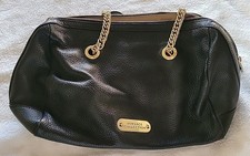 Versace Collection Supple Leather Black Italian Handbag Gold+Leather Handles New