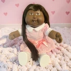1986 Cabbage Patch Kids, Growing, Long Black Hair, Brown, Tooth,  H22, PinkDress