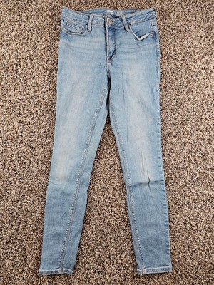 Old Navy Womens Sz 4 Rockstar Super Skinny High Rise Blue Jeans Light Wash