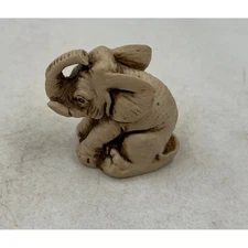 Cute Sitting Elephant Figurine Small Animal Statue Home Decor Accent