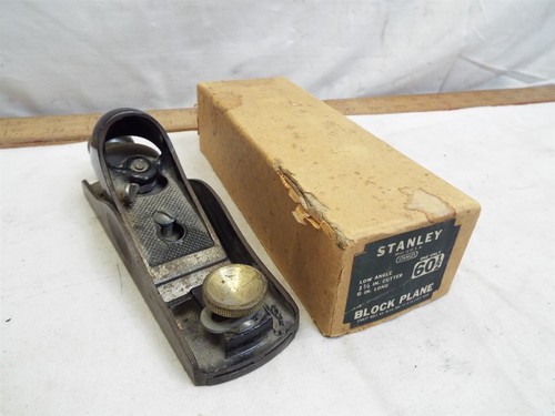 Vintage Stanley 60-1/2 Low Angle Adjustable Block Plane Wood Tool +Box Carpenter