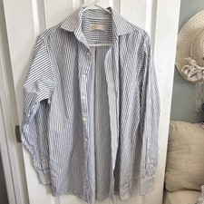 Michael Michael Kors Classic Fit Black/White Striped Dress Shirt 16.5 34/35