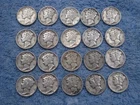 20 SILVER MERCURY DIMES WITH DATES lot 173