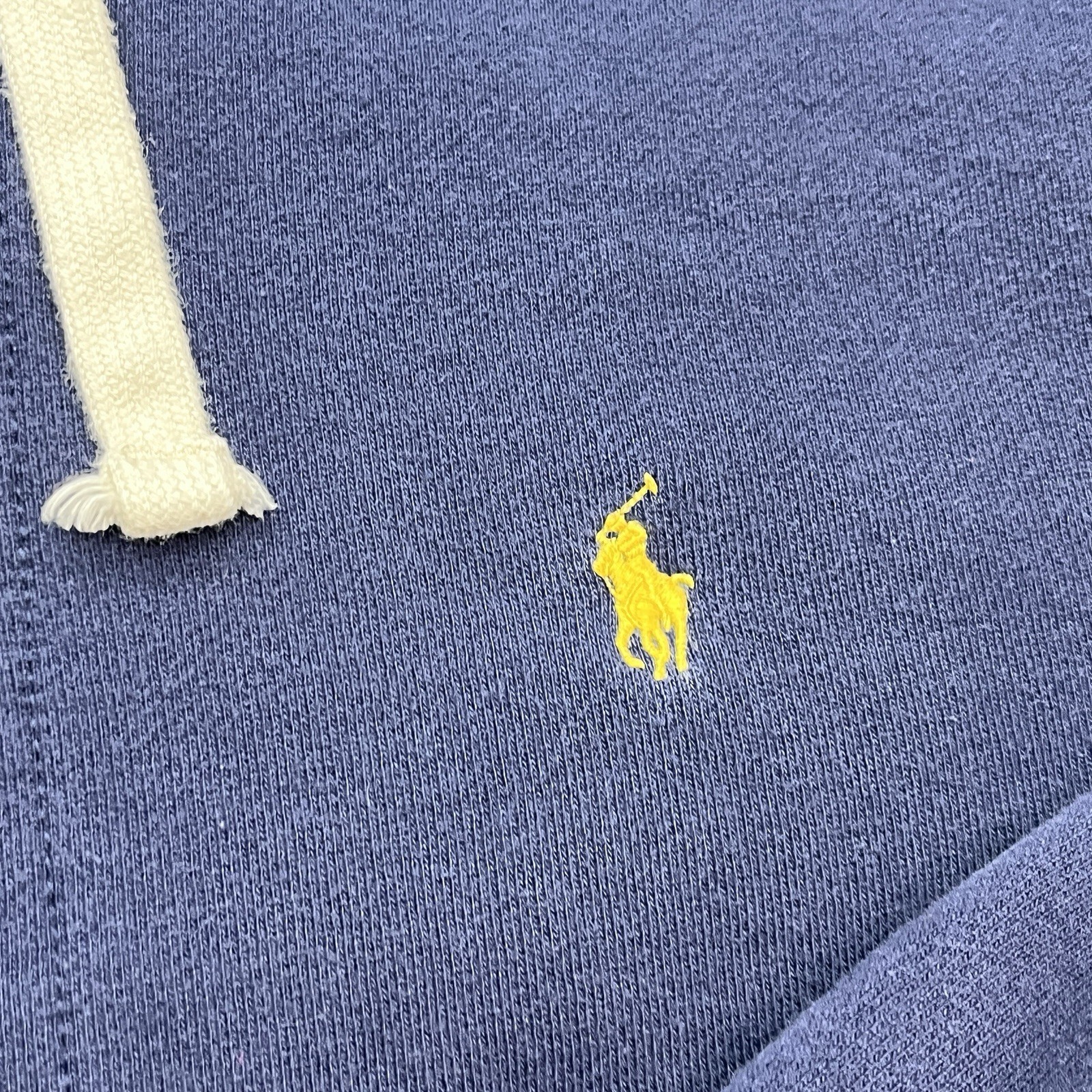 Polo Ralph Lauren full zip cappuccio uomo XL blu con pony giallo cotone pesante preppy