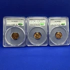 (3) 1958-D Lincoln Wheat Small Cent 1C CAC MS63 RD Red Denver Business Strike