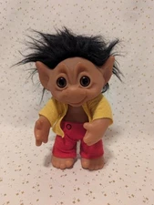 Vintage 1977 Thomas Dam 9" Troll Moveable Arm Black Hair Felt Norfin Denmark 604