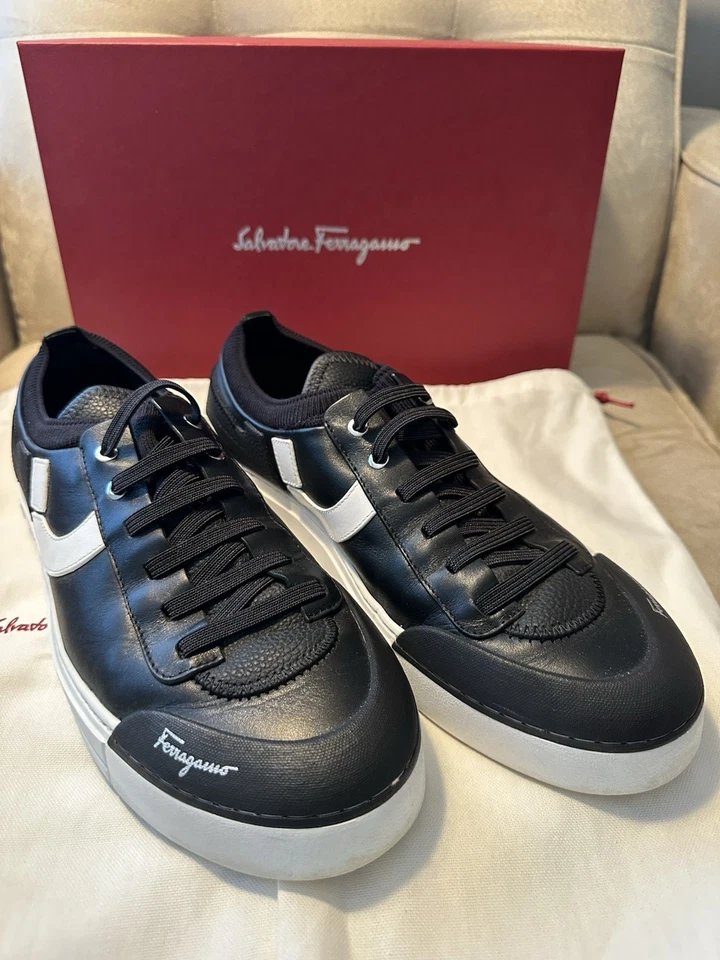 Zapatillas de cuero negras Ferragamo Notion 2 para hombre talla 10 Foto 2 de 4