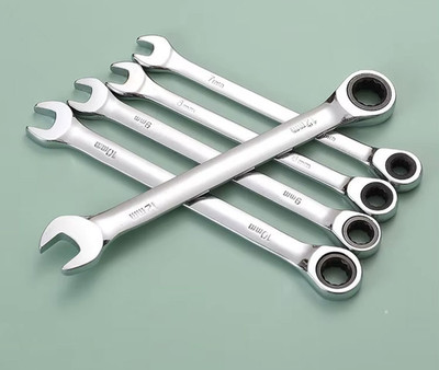 21Mm Ratcheting Combination Wrench, Chrome Vanadium Steel Gear Wrench, Industria