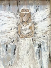 "ANGEL MOTHER" Modern, Abstract PAINTING REPRO on CANVAS Framed and Signed