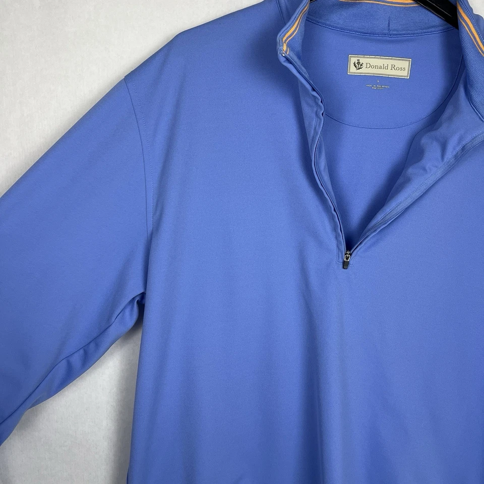 Donald Ross Pullover Men’s Large Periwinkle Lightweight 1/4 Zip Mock Neck Golf - Image 4 of 4