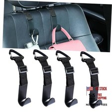 4-Pack Universal Car Headrest Hooks Anti-drop Seat Back Organizer for Bags Black