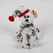 TY Beanie Babies 1998 Teddy Holiday Christmas Holly Bear W/ Tag Plush Toy