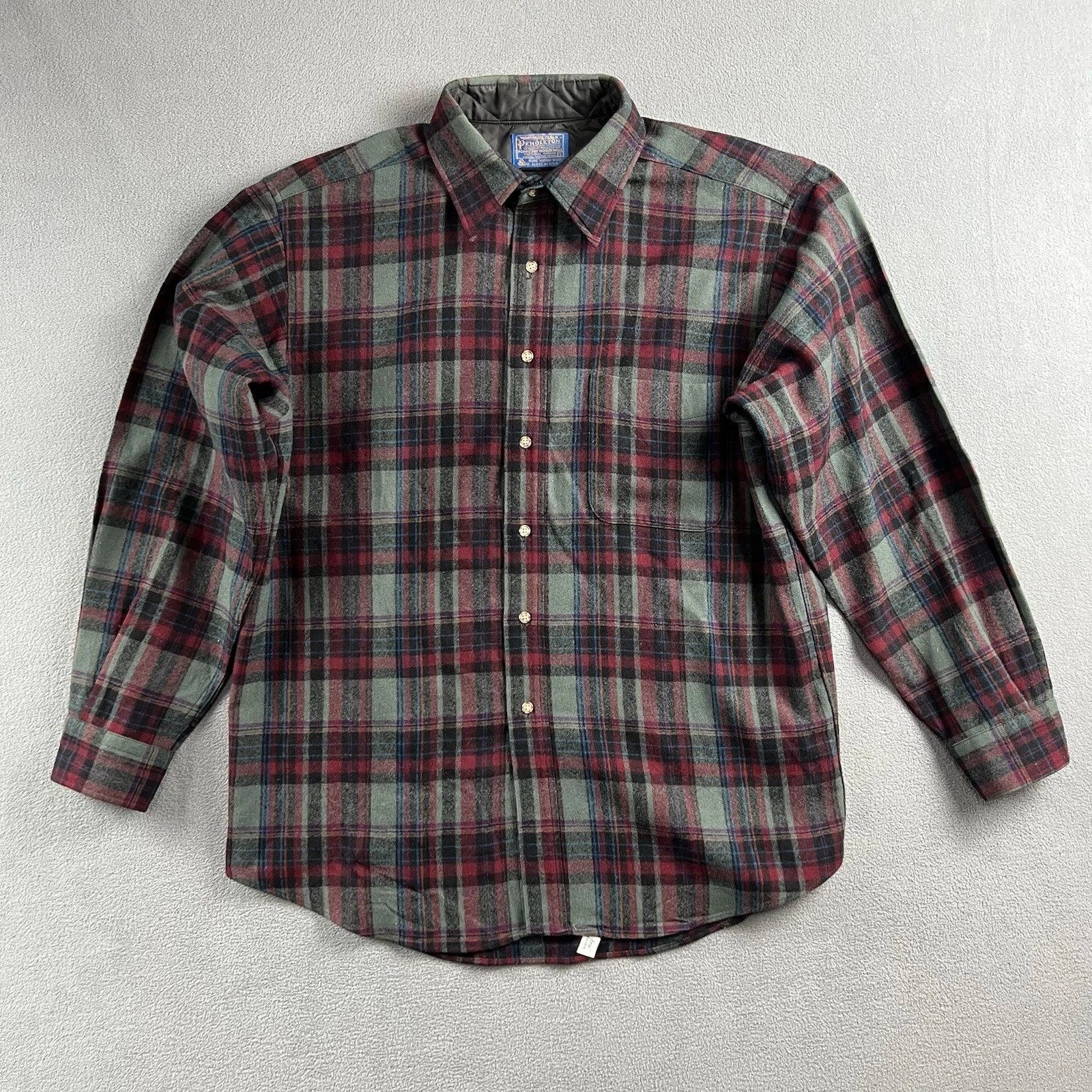 Pendleton Shirt Mens Large Red Plaid 100% Wool Long Sleeve Flannel Outdoors