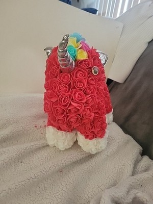 Infinity Unicorn r handmade craft items 16x15 from artificial foam roses lightup