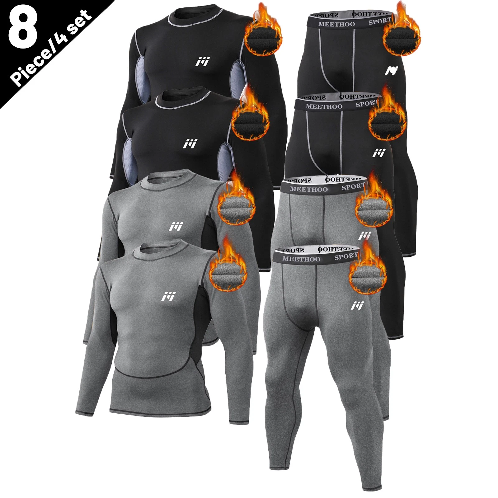 8pcs/4sets Men's Thermal Underwear Winter Fleece Base Layer Long Johns Warm Suit
Opens in a new wind