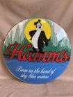 Vintage Reverse On Glass 13.5” Hamm’s Beer Lens Glass Sign Hamm’s Bear