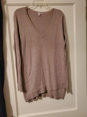 Halogen Small Beige V Neck Cross Over Bottom Sweater NWOT