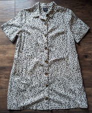 Who What Where Women's Button Down Shirt Dress Size Medium Cheetah Print Knee