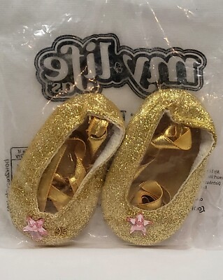 My Life As Gold Glitter Ballet Flats Dress Shoes for 18'' Dolls