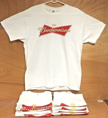 Budweiser Beer Bud Bowtie Tee T Shirt ~ Fruit Of The Loom Large New & F/S 