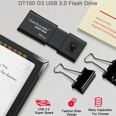 GCSUPERMARKET Unidad de memoria flash USB 3.2 Kingston DataTraveler DT100 G3 16 GB 32 GB 64 GB