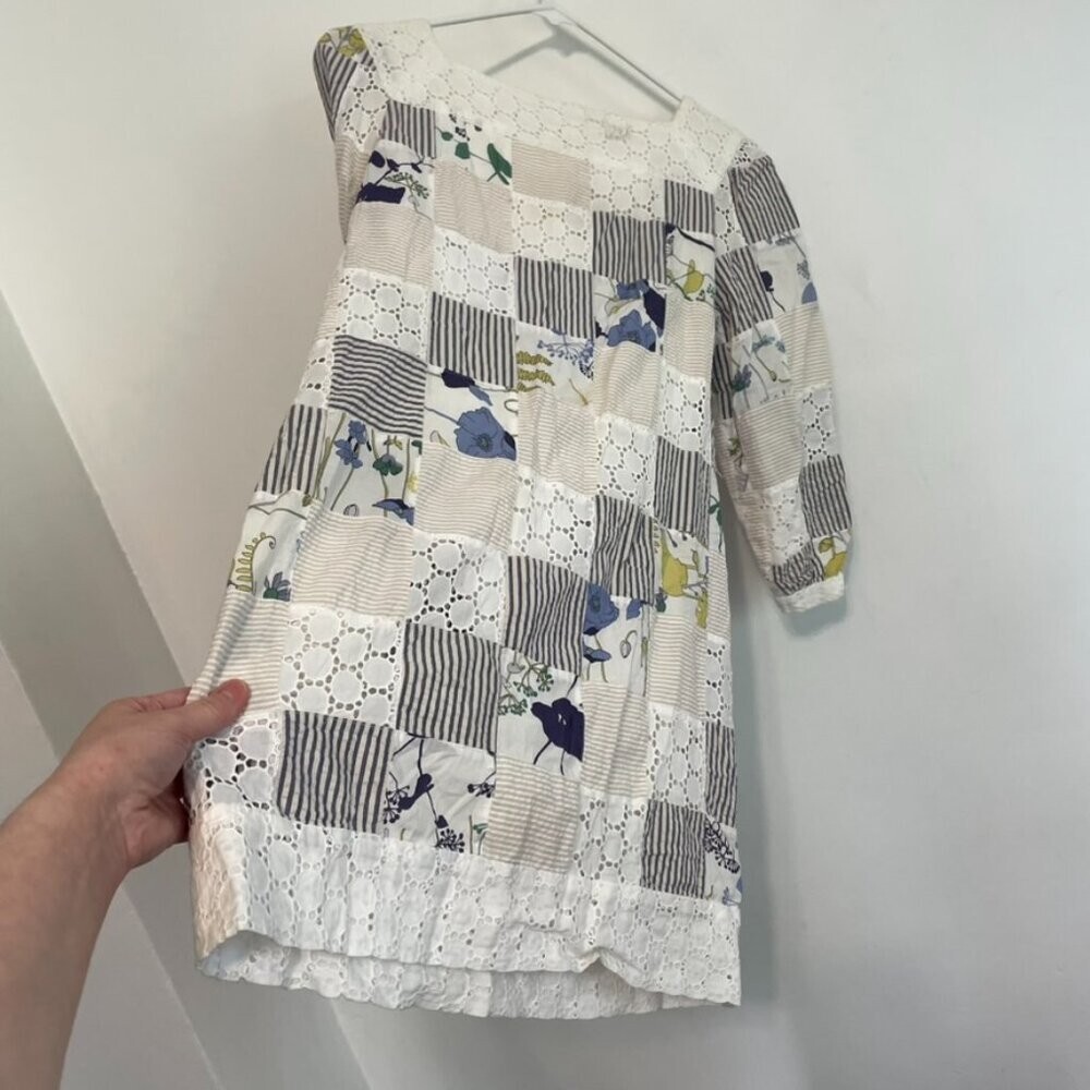 THREAD SOCIAL White Patchwork Striped Floral Seer… - image 14