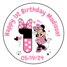 Mouse 1st Birthday Stickers Party Favors Labels tags 2.5" custom 12
