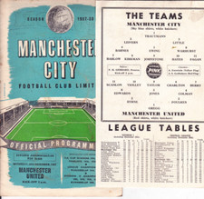 1957  1958   MANCHESTER CITY v MANCHESTER UNITED inc single sheet MUNICH SEASON