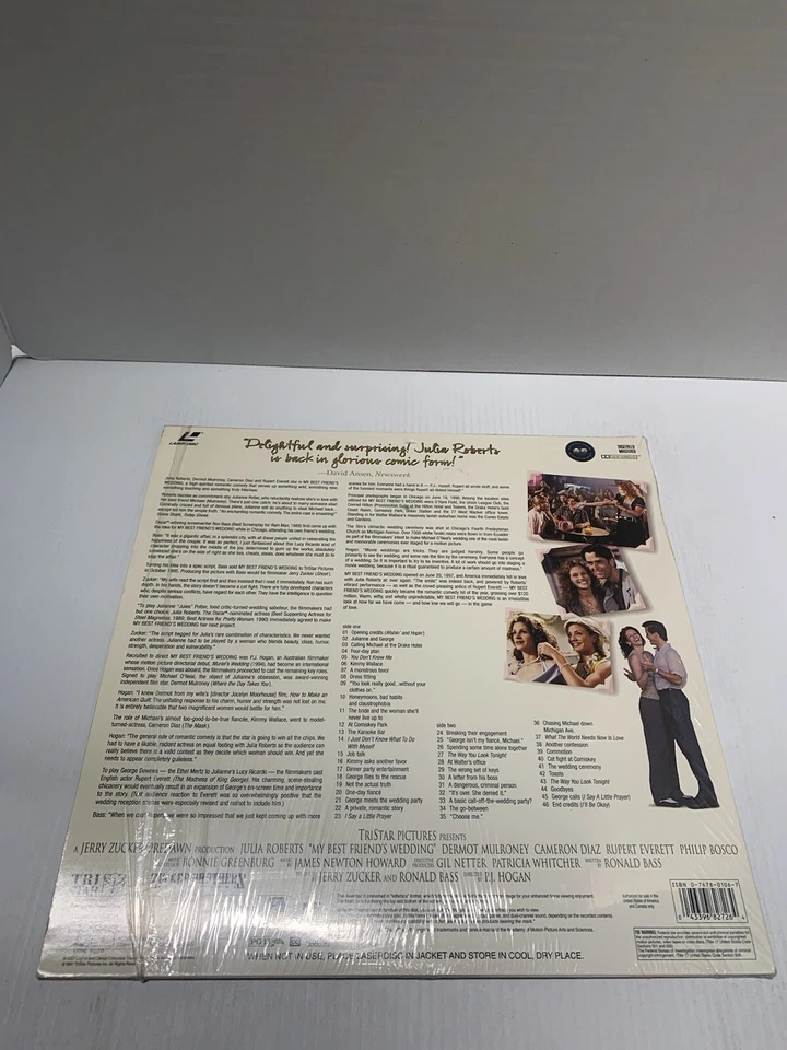 MY BEST FRIENDS WEDDING LASERDISC LD DELUXE WIDESCREEN JULIA ROBERTS [57] - Image 2 of 2