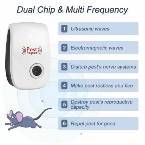 6 Pack Ultrasonic Pest Control Repeller Reject Rat Mouse Mice Spider UK Plug-in - Picture 12 of 13