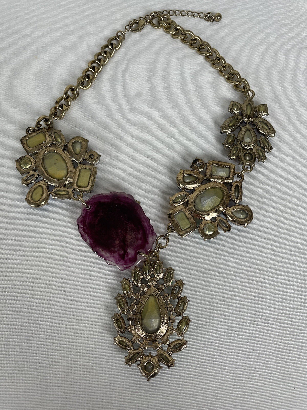 Statement Chunky Necklace Cluster With Rhinestone… - image 7