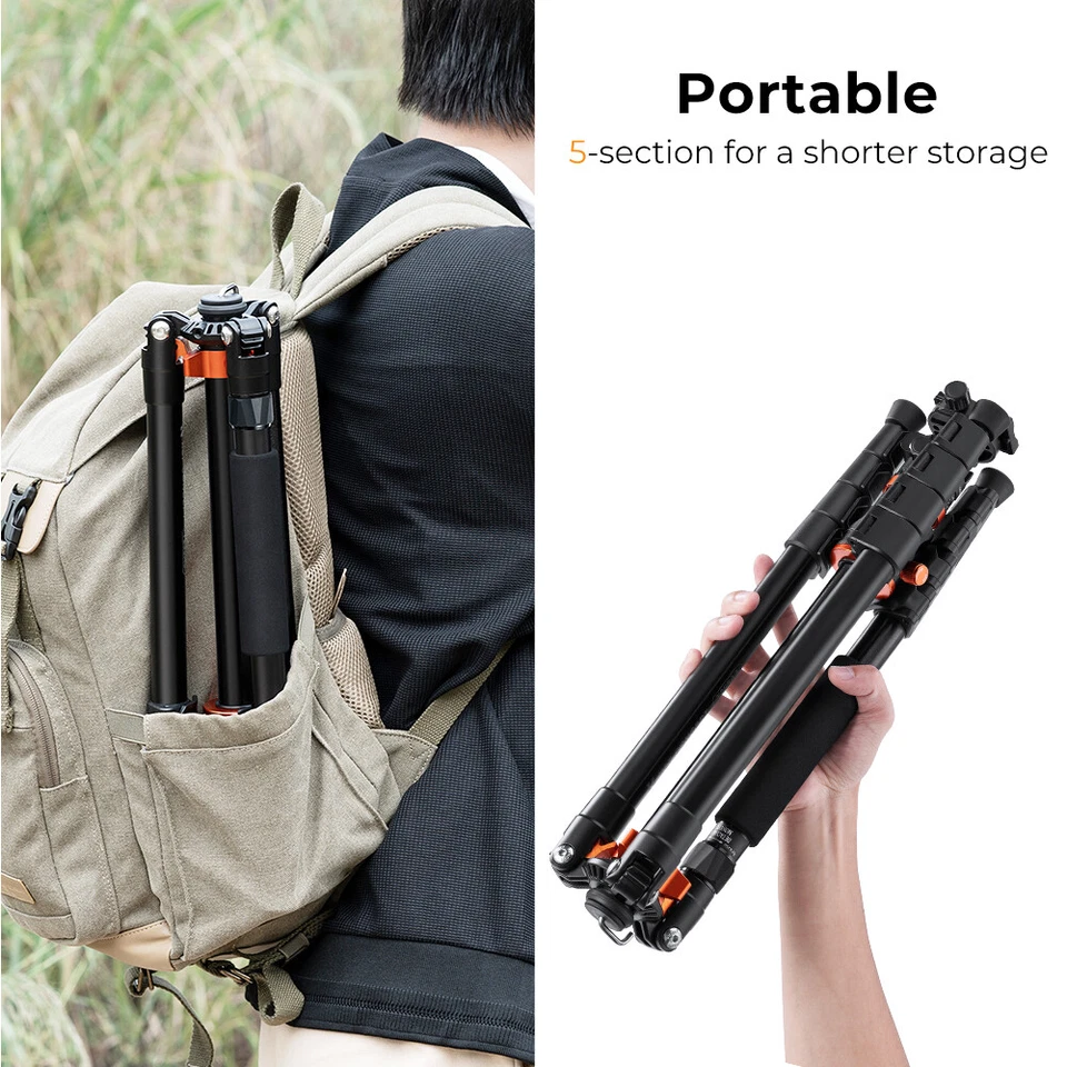 K&F Concept 186cm Aluminum Camera Tripod with 90 Degree Center Columns T255A3(S211) - Image 4 of 4