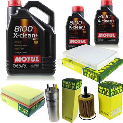 MANN-FILTER Inspektionspaket 7L Motul 8100 X-clean+ 5W-30 für VW Multivan V 2.5