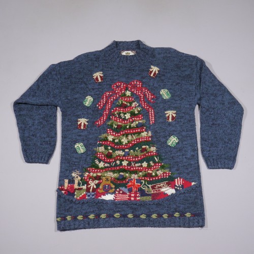 Vintage Holiday Sweater Dress Blue 