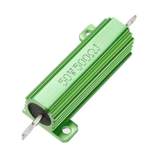 50W 500 Ohm Aluminium Housing Chassis Mount Wirewound Power Resistor Green 1pcs