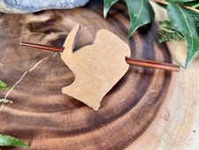 Vintage Style Leather Hair Stick Barrette Slide Bun Beautiful Freeform Tooled