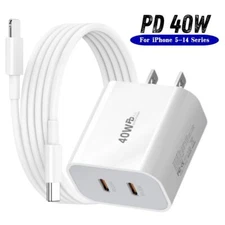 40W PD Fast Charger USB-C Type C Wall Charger Adapter For iPhone 14 13 12 11 Pro