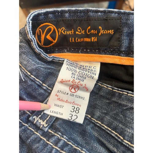 Rivet de Cru Mae Straight Relaxed Denim Jeans Distressed All Cotton Mens 38 x 32 - Picture 8 of 14