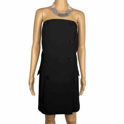 H&M Tuxedo Dress 2XL Black Bandeau Twill Sew In Wrapover Front Silicone Trim New