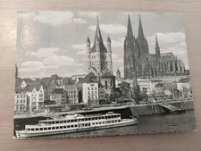 Postkarte Köln am Rhein Rheinufer mit Dom und Groß-St. Martin 03.08.66  gel_105