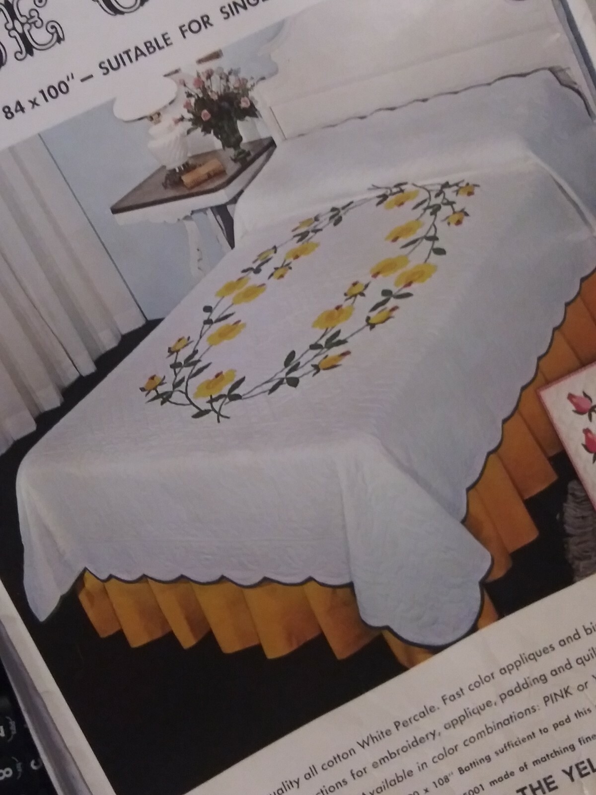 BUCILLA APPLIQUE QUILT ROSE GARDEN 84 X 100 SINGLE OR DOUBLE BED KIT