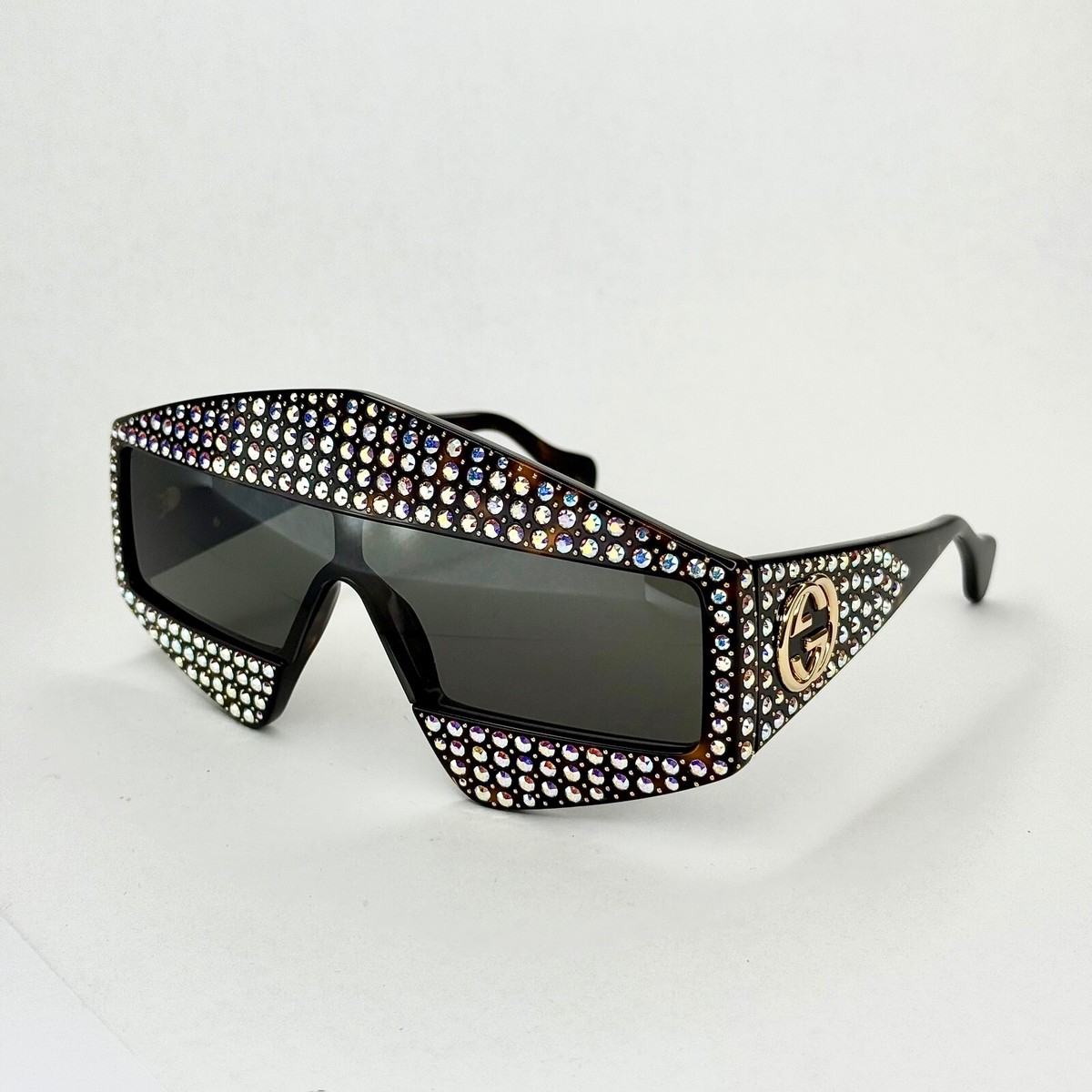 GUCCI AUTHENTIC HOLLYWOOD FOREVER 0357 Brown Crystal Stud