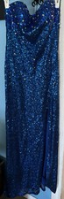Eureka Beautiful long Royal Blue all Sequin prom dress Size Medium .