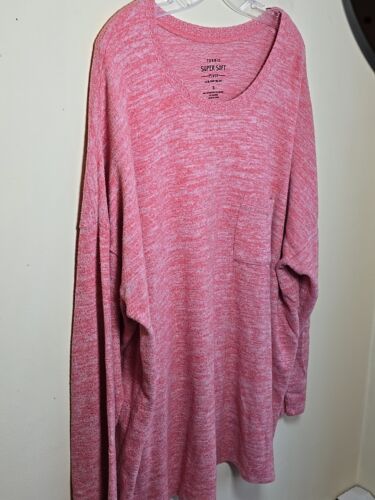 T-shirt donna Torrid manica lunga taglia 3 super morbida peluche con tasca frontale rosa - Foto 3 di 6