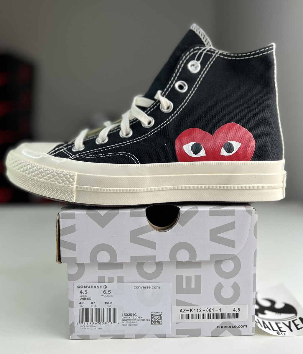 Converse Chuck 70 Hi Comme des Garcons Play Black | Size 4.5 Converse Chuck 70 Hi Comme des Garcons Play Black | Size 4.5